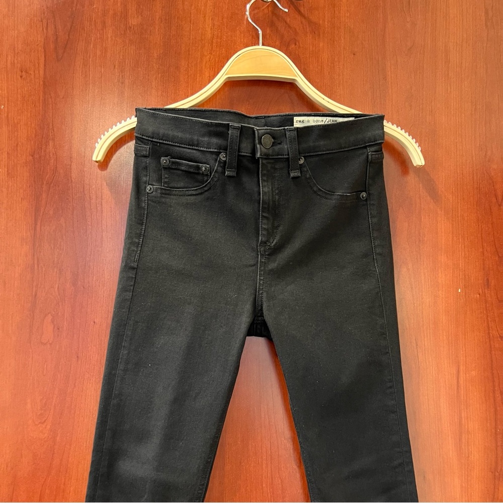 Rag And Bone High Rise Legging Size 26 Black Stretch Denim Made In U.S.A. Dark - Picture 7 of 11